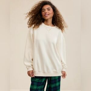 Aerie Très Chic Chenille Oversized Sweatshirt S Natural